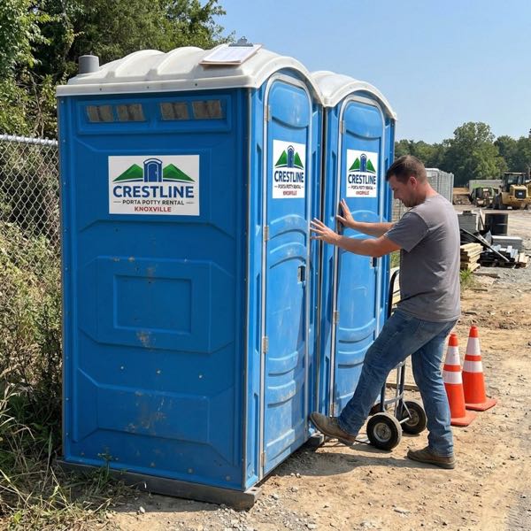Double porta potty delivery by Crestline Porta Potty Rental Knoxville